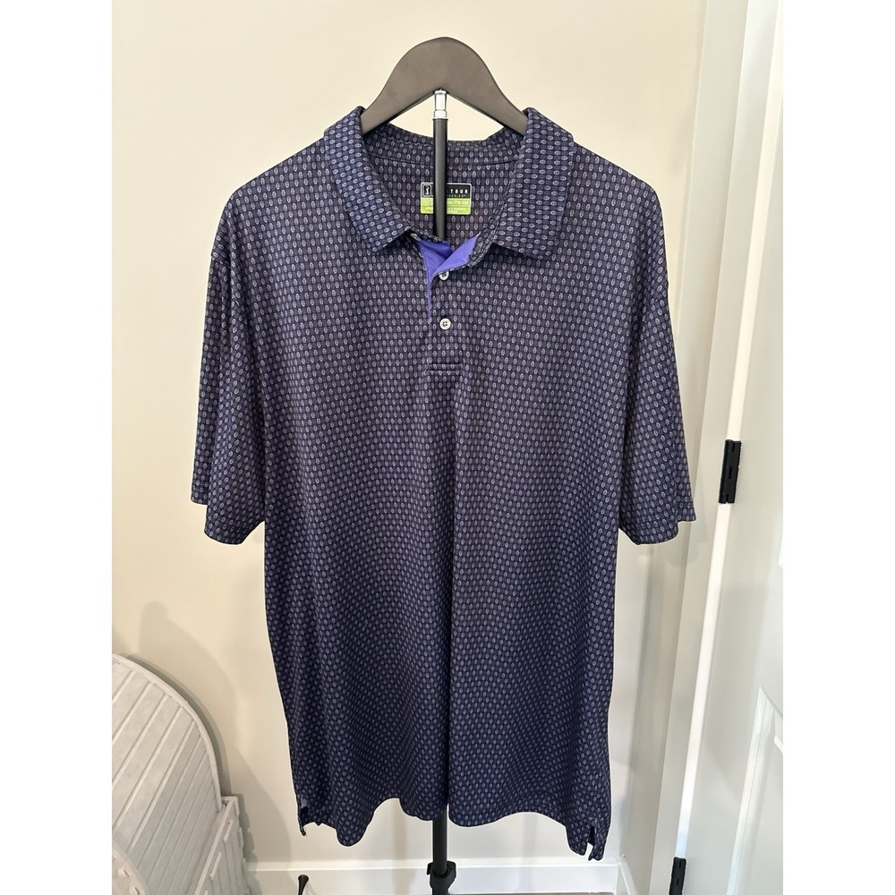PGA Tour Pro Series Golf Polo Shirt Mens XXL Purple Geometric Athletic Fit